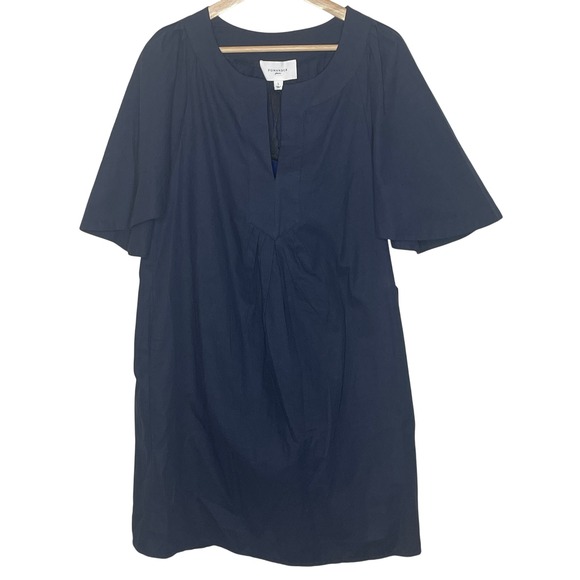 Pomander Place Navy Blue Dress V Neck Short Sleeve Women's Size L - Picture 1 of 10